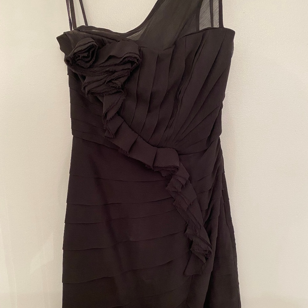 Max & Cleo Tiered One-shoulder Black Dress
